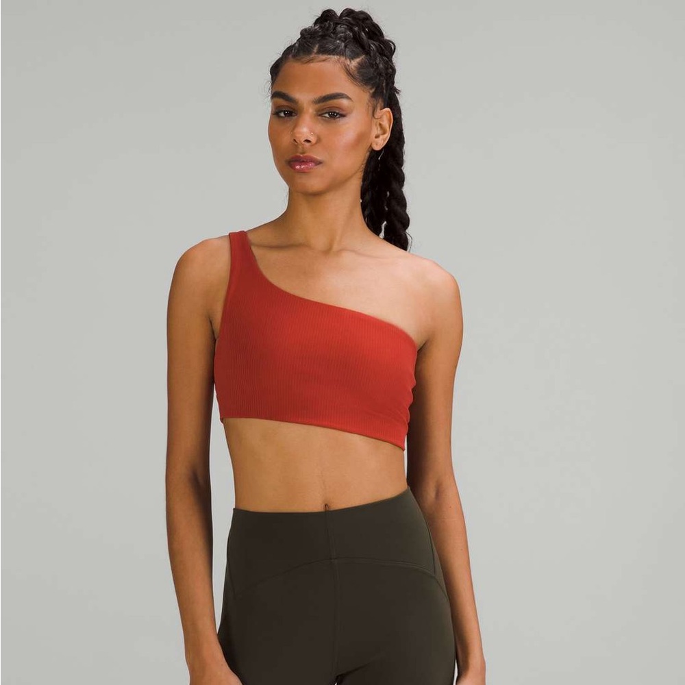 NWT Lululemon Ribbed Nulu Asymmetrical Yoga Bra - Cayenne